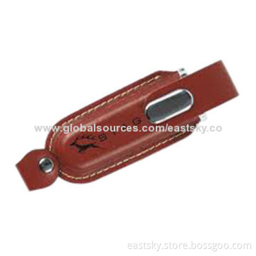 Leather promotional USB flash drive, 64MB to 32GBNew